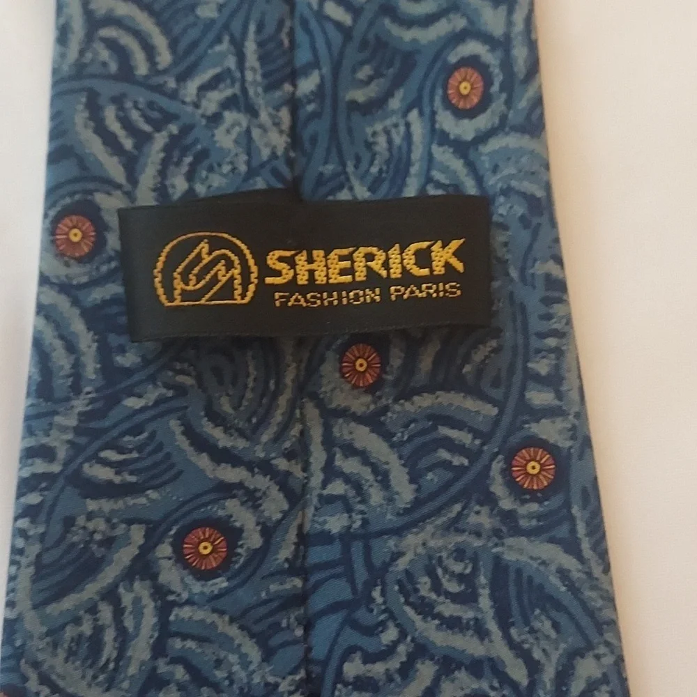 Vintage sherick fashion Paris tie blue orange